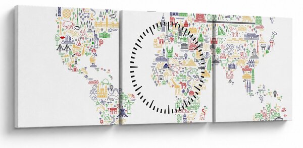 Obraz - Mapa obrazu (z zegarem) (90x30 cm)