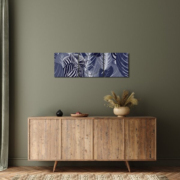 Obraz - Zebry wśród liści (z zegarem) (90x30 cm)