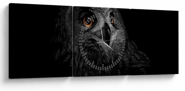 Obraz - Sowa, ilustracja (z zegarem) (90x30 cm)