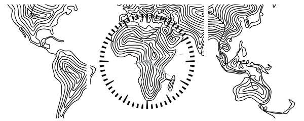 Obraz - Mapa w liniach (z zegarem) (90x30 cm)