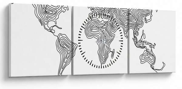 Obraz - Mapa w liniach (z zegarem) (90x30 cm)