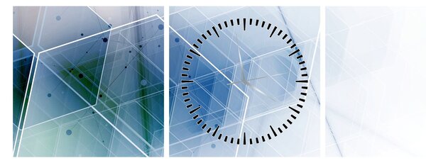 Obraz - Kształty geometryczne (z zegarem) (90x30 cm)