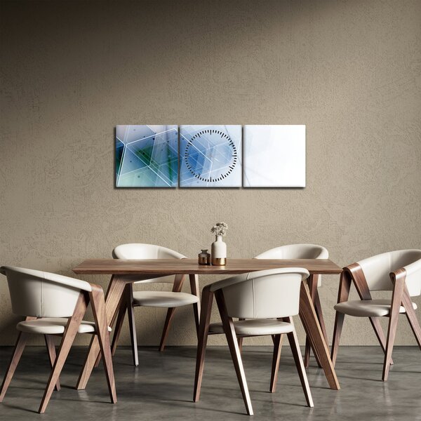 Obraz - Kształty geometryczne (z zegarem) (90x30 cm)