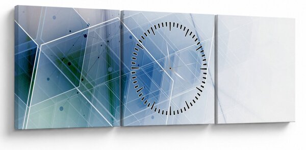 Obraz - Kształty geometryczne (z zegarem) (90x30 cm)