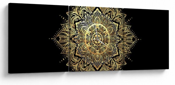 Obraz - Mandala bogactwa (z zegarem) (90x30 cm)