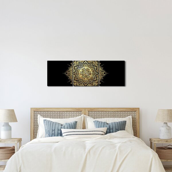 Obraz - Mandala bogactwa (z zegarem) (90x30 cm)