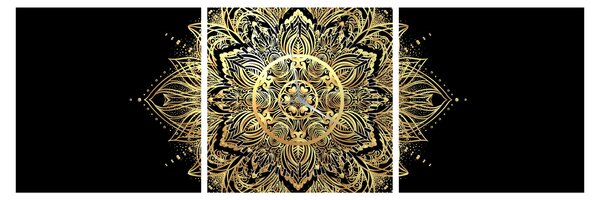 Obraz - Mandala bogactwa (z zegarem) (90x30 cm)