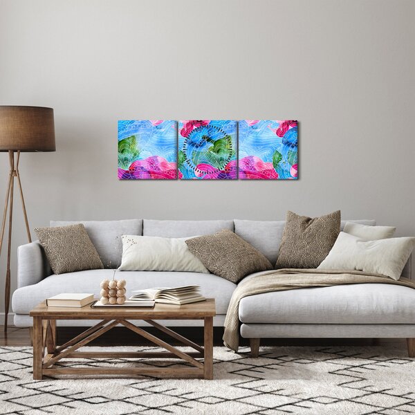 Obraz - Kolorowe fale (z zegarem) (90x30 cm)