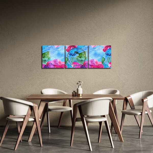Obraz - Kolorowe fale (z zegarem) (90x30 cm)