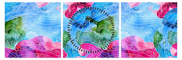 Obraz - Kolorowe fale (z zegarem) (90x30 cm)