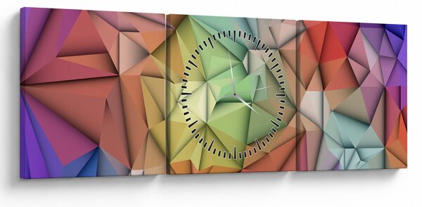 Obraz - Abstrakcja wielokątna (z zegarem) (90x30 cm)