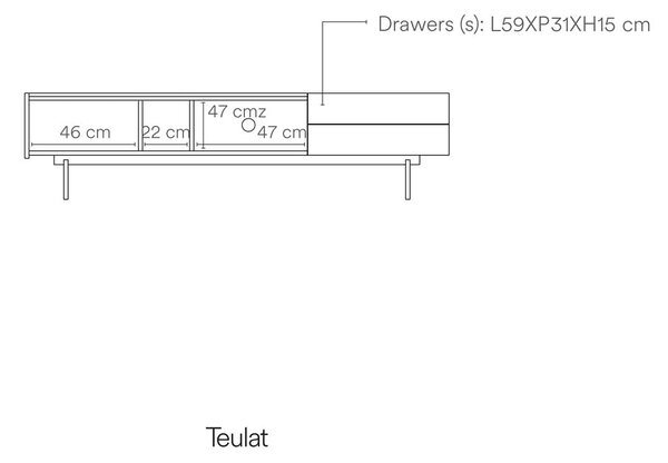 Beżowo-naturalna szafka pod TV w dekorze dębu 180x45 cm Otto – Teulat