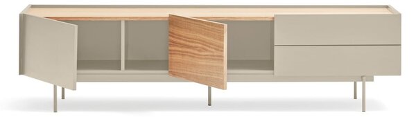 Beżowo-naturalna szafka pod TV w dekorze dębu 180x45 cm Otto – Teulat