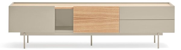 Beżowo-naturalna szafka pod TV w dekorze dębu 180x45 cm Otto – Teulat