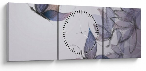 Obraz - Rysowanie motyli (z zegarem) (90x30 cm)