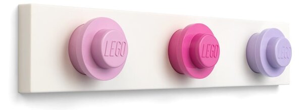 Wieszak ścienny w jasnoróżowym, ciemnoróżowym i ciemnoszarym kolorze LEGO®