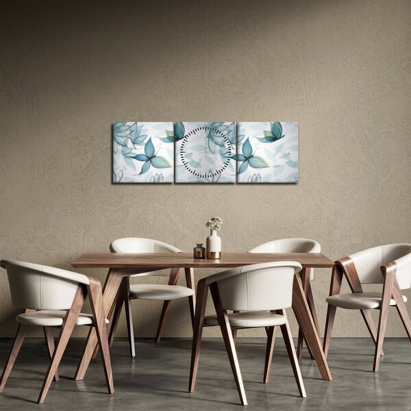 Obraz - Niebieskie motyle (z zegarem) (90x30 cm)