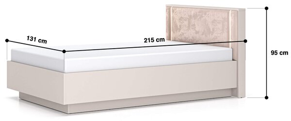 MebleMWM Łóżko z pojemnikiem SOPHIE 30 | 120x200 | Oświetlenie LED | Welur | Kaszmir