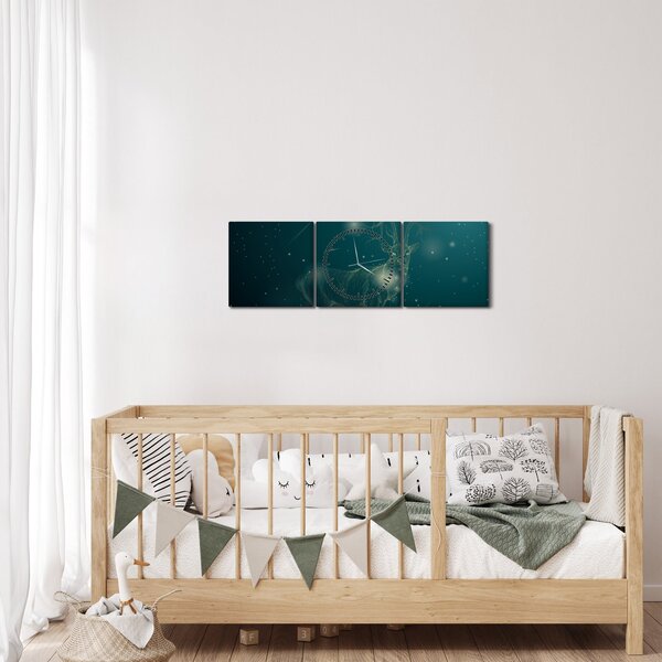Obraz - Magiczny jeleń w nocy (z zegarem) (90x30 cm)
