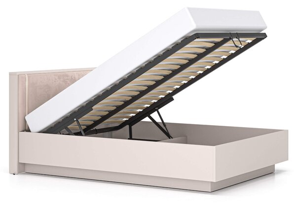 MebleMWM Łóżko z pojemnikiem SOPHIE 31 | 140x200 | Oświetlenie LED | Welur | Kaszmir