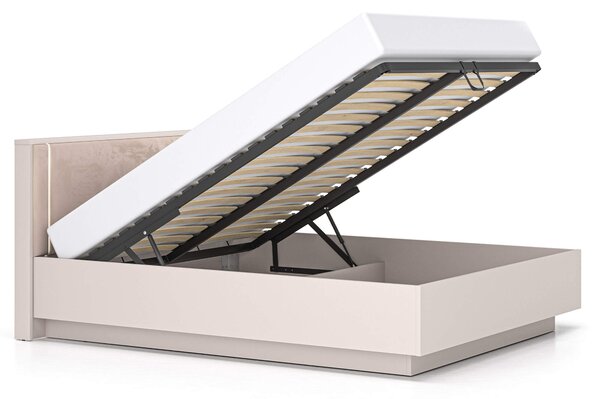 MebleMWM Łóżko z pojemnikiem SOPHIE 32 | 160x200 | Oświetlenie LED | Welur | Kaszmir