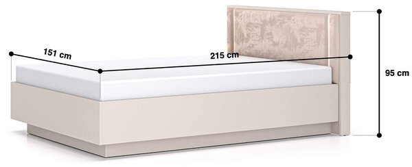 MebleMWM Łóżko z pojemnikiem SOPHIE 31 | 140x200 | Oświetlenie LED | Welur | Kaszmir