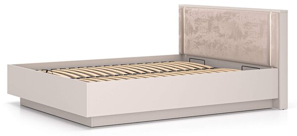 MebleMWM Łóżko z pojemnikiem SOPHIE 32 | 160x200 | Oświetlenie LED | Welur | Kaszmir