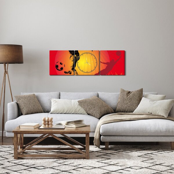 Obraz - Piłka nożna (z zegarem) (90x30 cm)