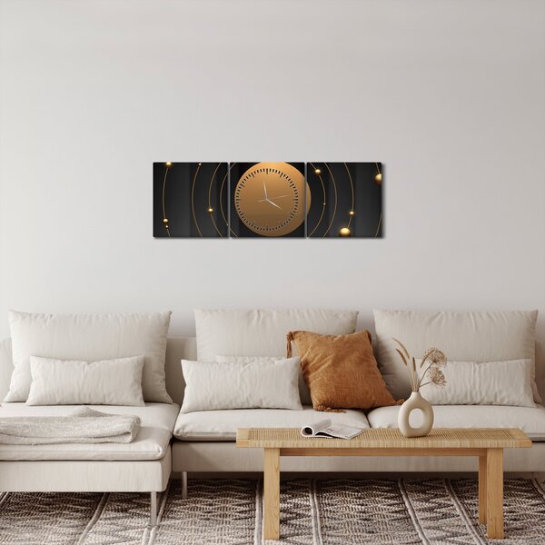 Obraz - Złote kółka (z zegarem) (90x30 cm)