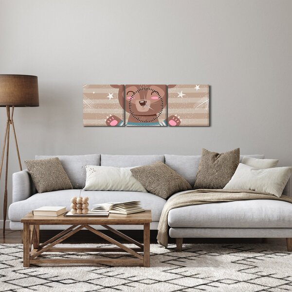 Obraz - Kochający niedźwiadek (z zegarem) (90x30 cm)