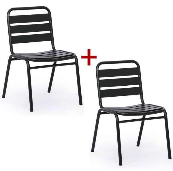 Metalowe krzesło bistro RENO, 1+1 GRATIS, do użytku zewnętrznego, grafitowy