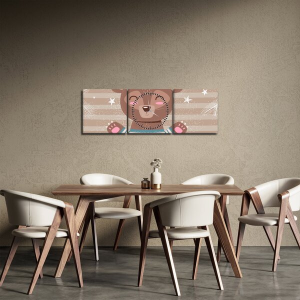 Obraz - Kochający niedźwiadek (z zegarem) (90x30 cm)
