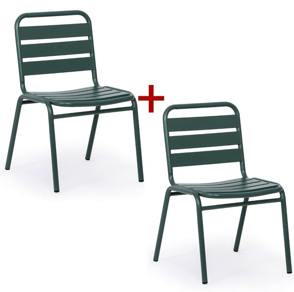 Metalowe krzesło bistro RENO, 1+1 GRATIS, do użytku zewnętrznego, zielony