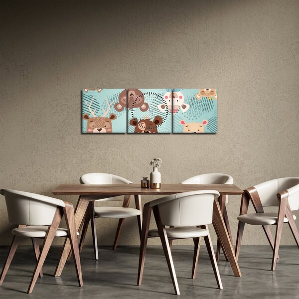 Obraz - Wesołe niedźwiadki (z zegarem) (90x30 cm)