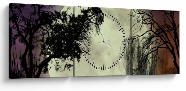 Obraz - Księżyc w pełni nad powierzchnią (z zegarem) (90x30 cm)