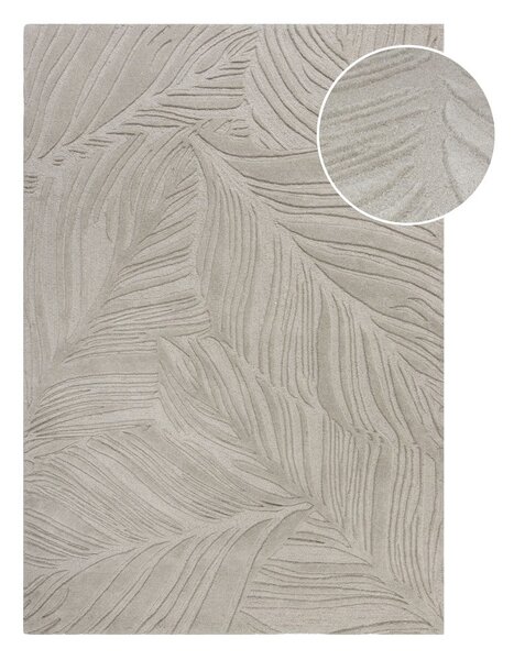Szary dywan wełniany Flair Rugs Lino Leaf, 120x170 cm