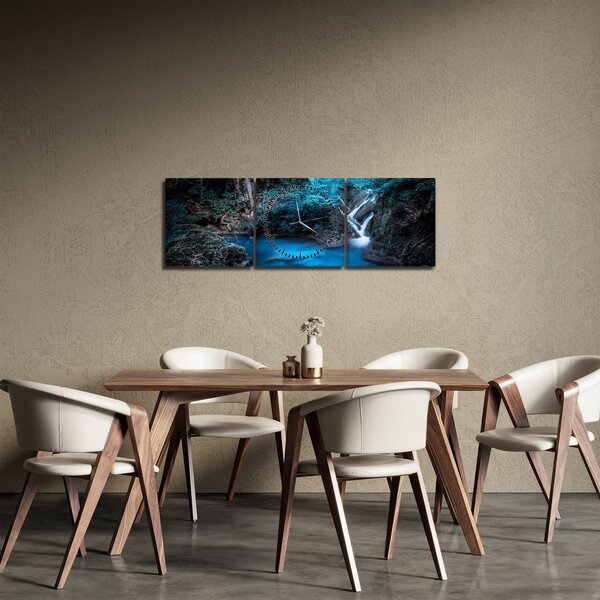 Obraz - Magiczna noc w tropikalnym lesie (z zegarem) (90x30 cm)