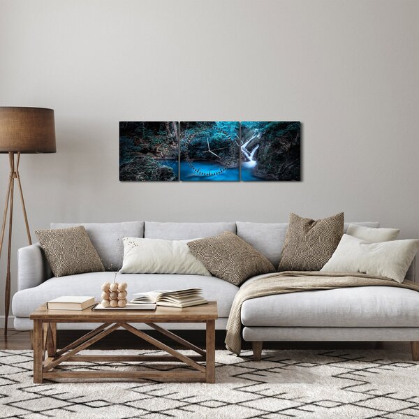 Obraz - Magiczna noc w tropikalnym lesie (z zegarem) (90x30 cm)
