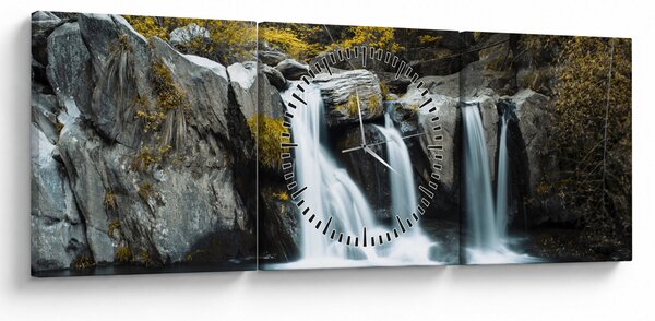 Obraz - Wodospady, Lushan, Chiny (z zegarem) (90x30 cm)