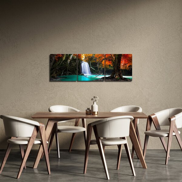 Obraz - Szmaragdowa Laguna (z zegarem) (90x30 cm)