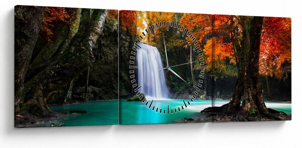 Obraz - Szmaragdowa Laguna (z zegarem) (90x30 cm)