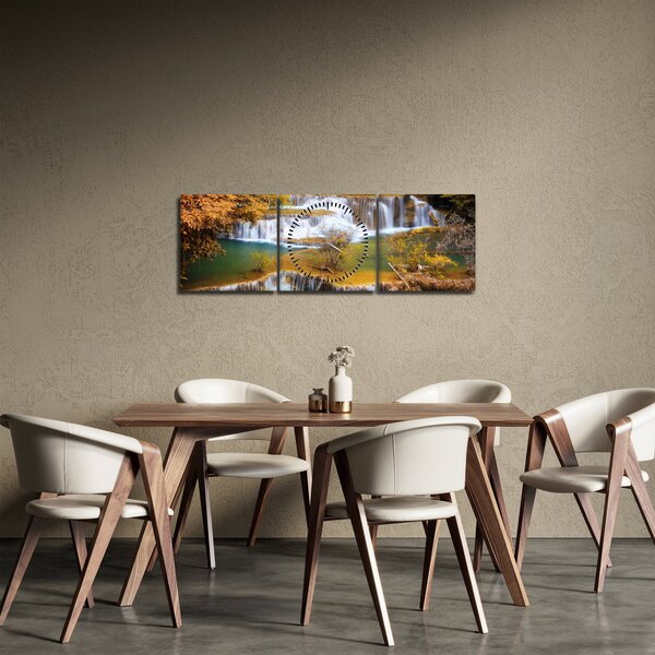 Obraz - Wodospady Huay Mae Khamin, Tajlandia (z zegarem) (90x30 cm)