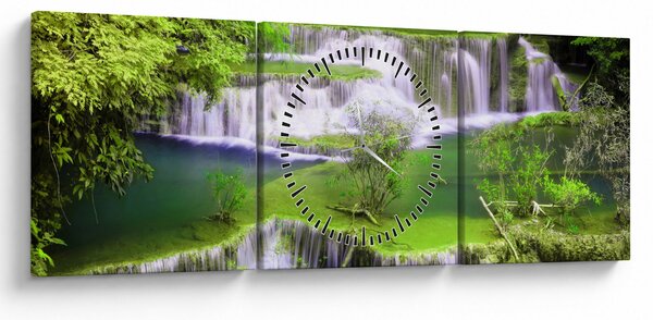 Obraz - Wodospady Huay Mae Khamin, Kanchanaburi, Tajlandia (z zegarem) (90x30 cm)