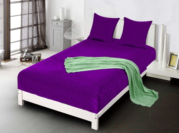 Prześcieradło z mikropluszu SOFT 90x200 cm ciemnofioletowe