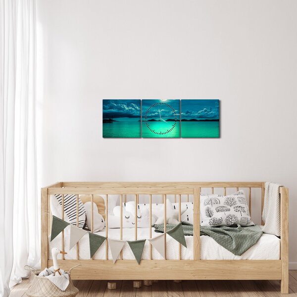 Obraz - Księżyc w pełni nad powierzchnią (z zegarem) (90x30 cm)