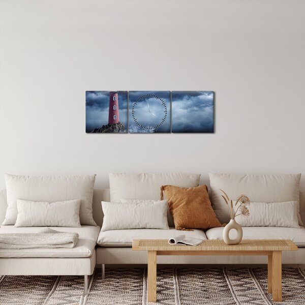 Obraz - Latarnia morska na klifie (z zegarem) (90x30 cm)