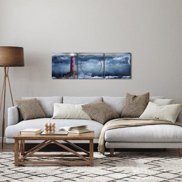 Obraz - Latarnia morska na klifie (z zegarem) (90x30 cm)