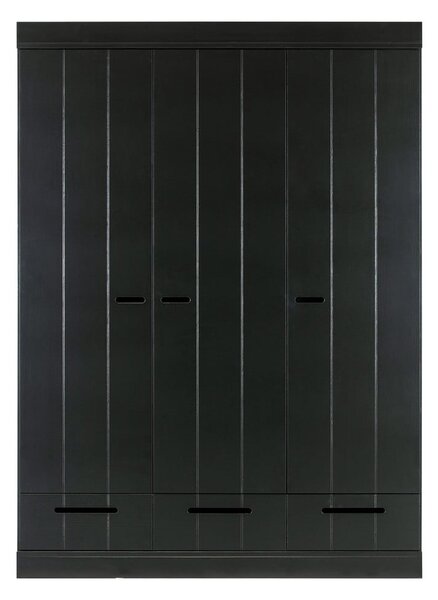Czarna szafa z konstrukcją z drewna sosnowego WOOOD Connect, szer. 140 cm
