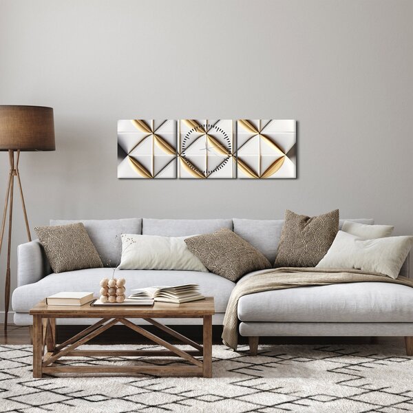 Obraz - Dekoracyjna tekstura (z zegarem) (90x30 cm)