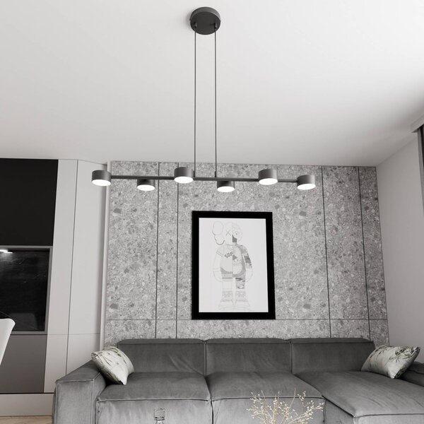 Reflektor sufitowy, Megara, długość 80 cm, metal, 6-punktowa. Megara EMIBIG LIGHTING, możliwość ściemniania, czarny, salon / jadalnia, metal, nowoczesny